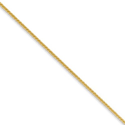 Black Bow Jewelry 1mm 14k Yellow Gold Solid Wheat Chain Necklace