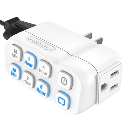 White Dual Outlet Indoor Countdown Timer with LED Indicators