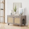 MAYEERTY 31*20"Flip-Top Hidden Cat Box Cabinet with Rattan Doors and Dual Entrances, Gray - 3 of 4