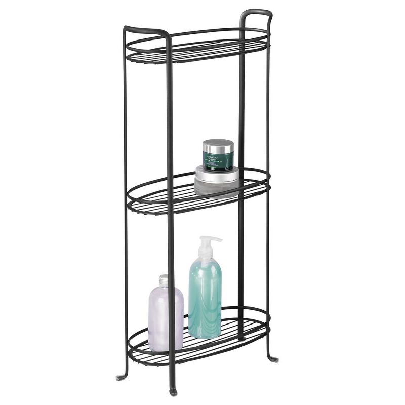 mDesign Vertical Standing Bathroom Shelving Unit Tower with 3 Baskets, 1 of 7
