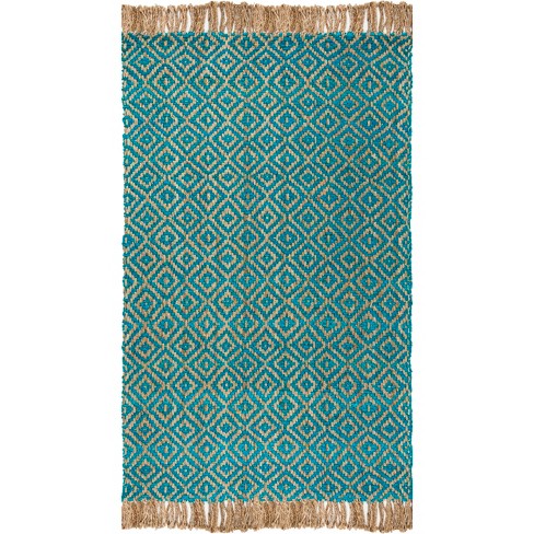 8 X10 Geometric Woven Area Rug Turquoise Natural Safavieh Target