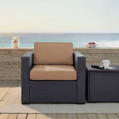 Mocha Brown Outdoor Wicker Armchair with Cushions