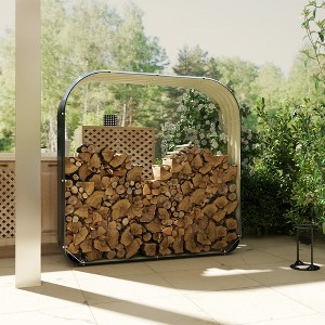 MOEPISY Galvanized Steel Wood Shed Firewood Storage Rack, 4.7ft x 1.4ft x 4.7ft Log Holder Storage Shed - 1 of 4
