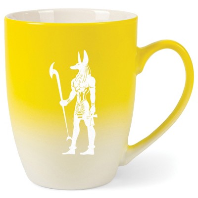 Elanze Designs 12 Ounce Two Toned Ombre Ceramic Tea Coffee Cup Mug Yellow White Anubis Guardian Of The Afterlife