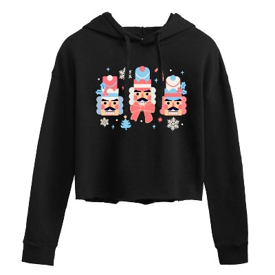 Women's - Instant Message - Winter Nutcracker Heads Cropped Graphic Hoodie