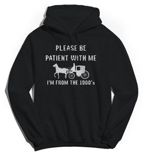 Rerun Island Men's Please Be Patient Long Sleeve Graphic Cotton Sweatshirt Hoodie - Black S - 1 of 3