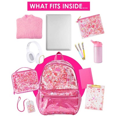 Packed Party Sweet Tart Pink Confetti Backpack Women's Fashion Shoulder Clear Book Bag; Trendy Confetti Look for Work and Travel (Pink - Sweet Tart) — фото 2