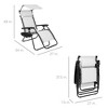 Best Choice Products Folding Zero Gravity Recliner Patio Lounge Chair w/ Canopy Shade, Headrest, Tray - 2 of 4