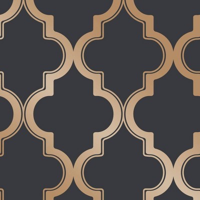 Tempaper Marrakesh Peel and Stick Wallpaper Midnight and Metallic Gold