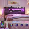 Aheaplus Storage Headboard with Led Lights & Charging Station - 4 of 4