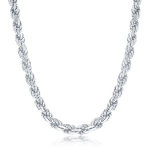 Links of Italy Sterling Silver Solid Diamond-Cut 5mm Rope Chain - Rhodium Plated - Available Sizes: 18  , 22  , 24  Inches - 1 of 3