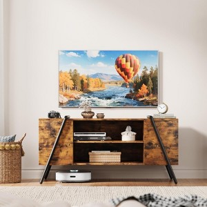 Modern Mid-Century TV Stand for 50-55" TVs, Entertainment Center with Adjustable Shelves, U-Shaped Metal Legs, Storage Media Console Table - 1 of 4