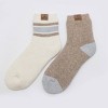 Bearpaw Women's Brushed Terry Anklet Socks Multi Striped 2pk - Egret/ Oatmeal - 2 of 2
