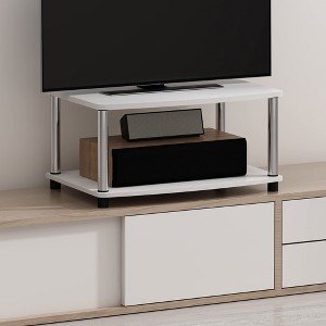 Furinno Industrial No Tools Elevated TV Stands with 2-tier Open Storage Shelves TV Console for TVs up to 25 inch White Oak - 1 of 4