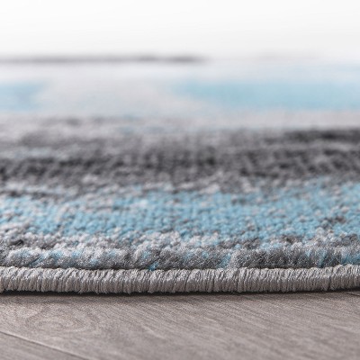 Modern Blue and Gray Abstract Synthetic 8' x 10' Area Rug