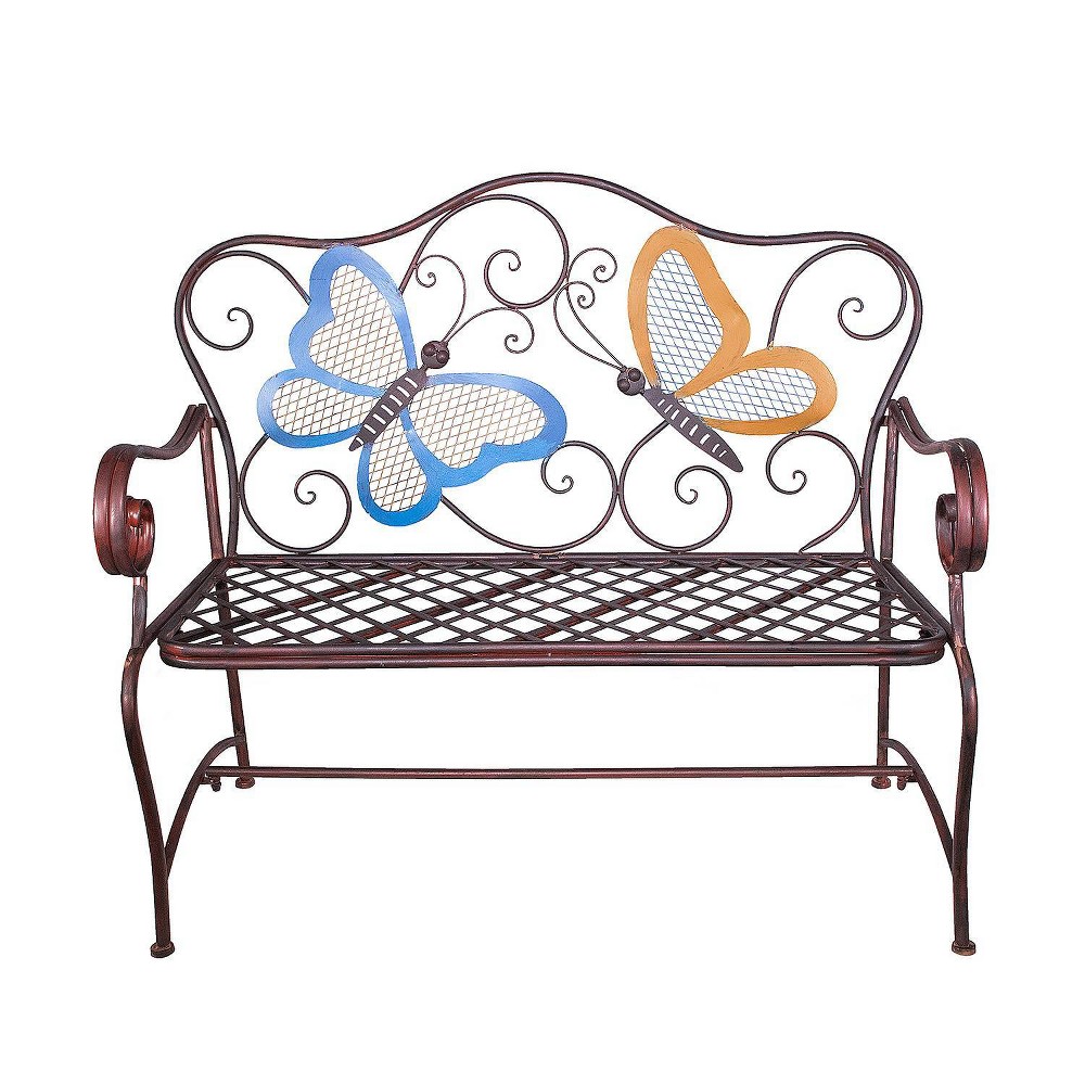 Alpine Corporation Butterfly Metal Bench Brown