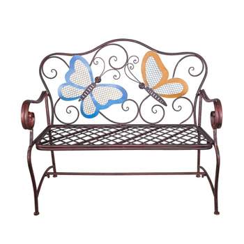 Butterfly Metal Bench Brown - Alpine Corporation