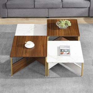 Kumasinova Set of 4 Modern Nesting Coffee Table,Square Adjustable Configuration Center Table,Mid-Century Coffee Tables for Living Room - 1 of 4