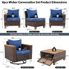 8-Piece Wicker Patio Conversation Set, 2 Rattan Swivel Rocking Chairs with Thick Cushions and Acacia Storage Table – Cuddlewood - 4 of 4