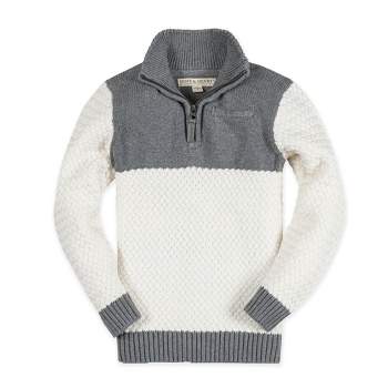 Hope & Henry Boys' Organic Long Sleeve Colorblock Half Zip Pullover Sweater, Kids
