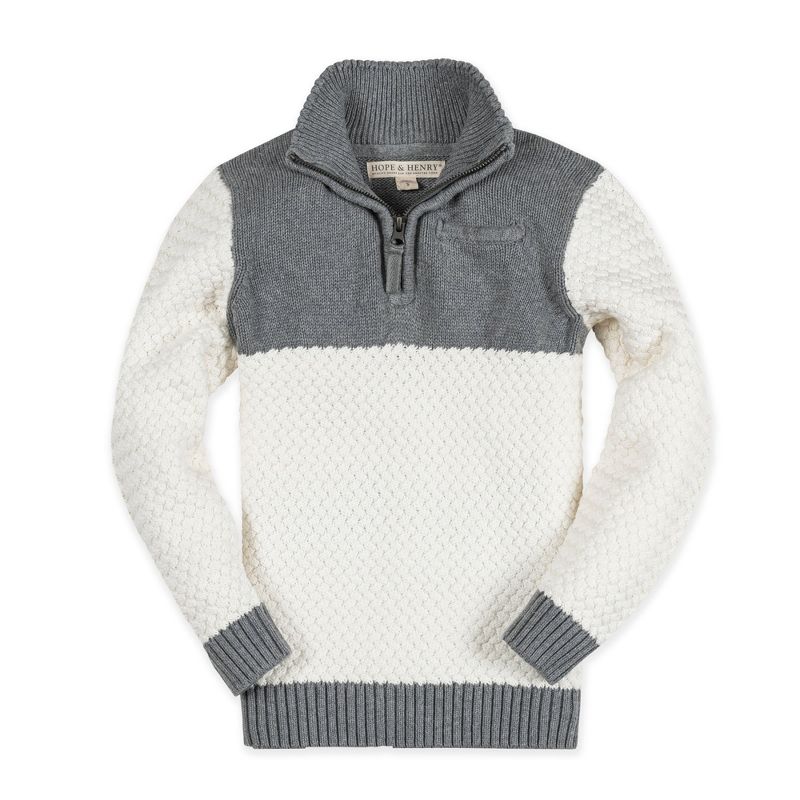 Hope & Henry Boys' Organic Long Sleeve Colorblock Half Zip Pullover Sweater, Kids, 1 of 7