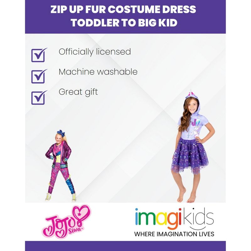 JoJo Siwa Girls Zip Up Fur Costume Dress Toddler to Big Kid, 2 of 10