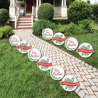 Big Dot of Happiness Feliz Navidad - Lawn Decorations - Outdoor Holiday and Spanish Christmas Party Yard Decorations - 10 Piece