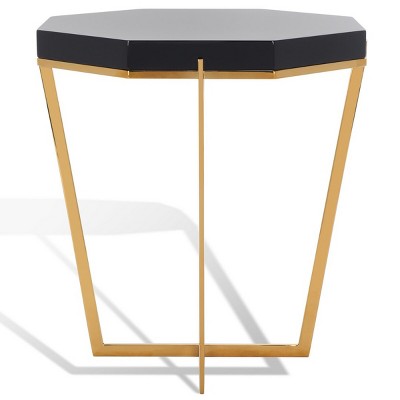 Transitional Octagonal Danna End Table in Gold and Black