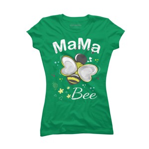 Junior's Design By Humans Mama Bee Floral Pattern By Aminemangaka1 T-Shirt - 1 of 2