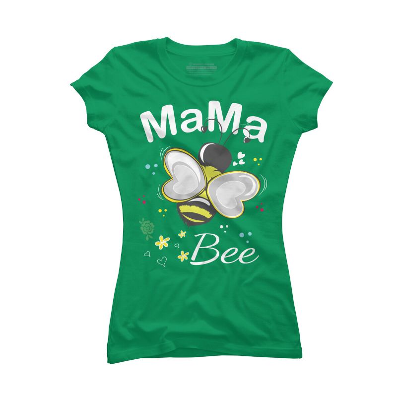Junior's Design By Humans Mama Bee Floral Pattern By Aminemangaka1 T-Shirt, 1 of 3