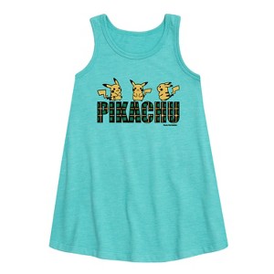 - Pokémon - Pikachu Plaid Logo Graphic Sleeveless Aline Dress - 1 of 3