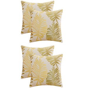 REGALWOVEN 4 Pcs Palm Leaf Pattern Decorative Throw Pillow Covers for Farmhouse Home Sofa Couch Bed - 1 of 4