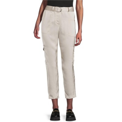Calvin Klein Womens Satin Belted Casual Cargo Pants