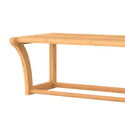Natural Bamboo Wall Shelf with Towel Bar, 23.6" Wide
