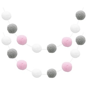 Unique Bargains Colorful Felt Ball Flexible Wear-resistant Pom Pom Garland 2 Pcs - 1 of 4
