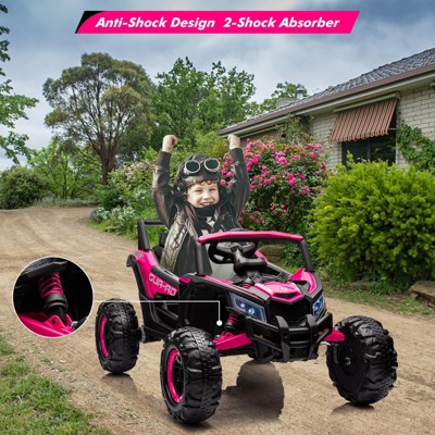 24V Hot Pink and Black Off-Road UTV Ride-On Car
