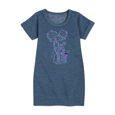 - Hey Arnold! - 3D Arnold Graphic Short Sleeve Fleece Dress