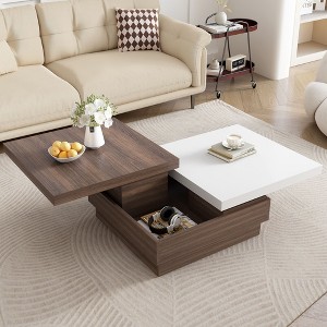 NicBex Modern Square Rotatable Top Coffee Table with Storage,Wood Grain Tea Table,Center Table for Living Room - 1 of 4