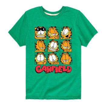 Boys' Garfield Faces Grid Short Sleeve Graphic T-Shirt - Vibrant Green