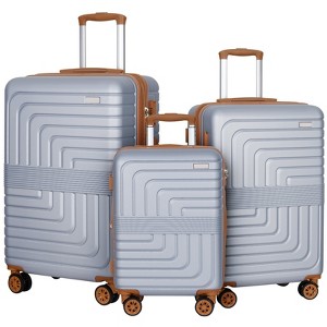 Hykolity 3-Piece Expandable Luggage Set, 20/24/28 Inch Durable PC+ABS Hardshell Suitcases with TSA Lock & Dual Spinner Wheels, Lightweight, Black - 1 of 4