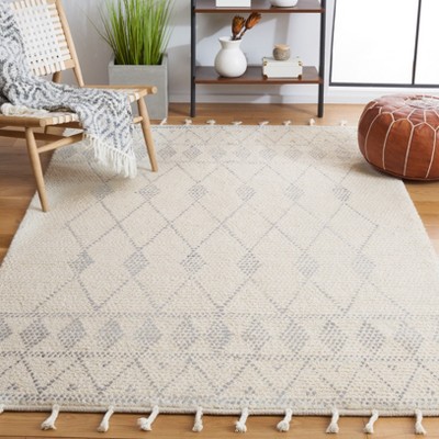 Ivory Shag Hand-Tufted Wool Area Rug 4' x 6'