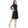 Petite Round Neck Long Sleeve Pleated Fit N Flare Pocket Midi Dress - 24seven Comfort Apparel™ - 2 of 4