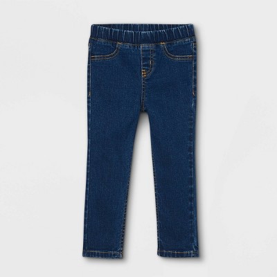Image of Baby Girls' Pull-On Mid-Rise Skinny Jeans - Cat & Jack™ Medium Wash 12M