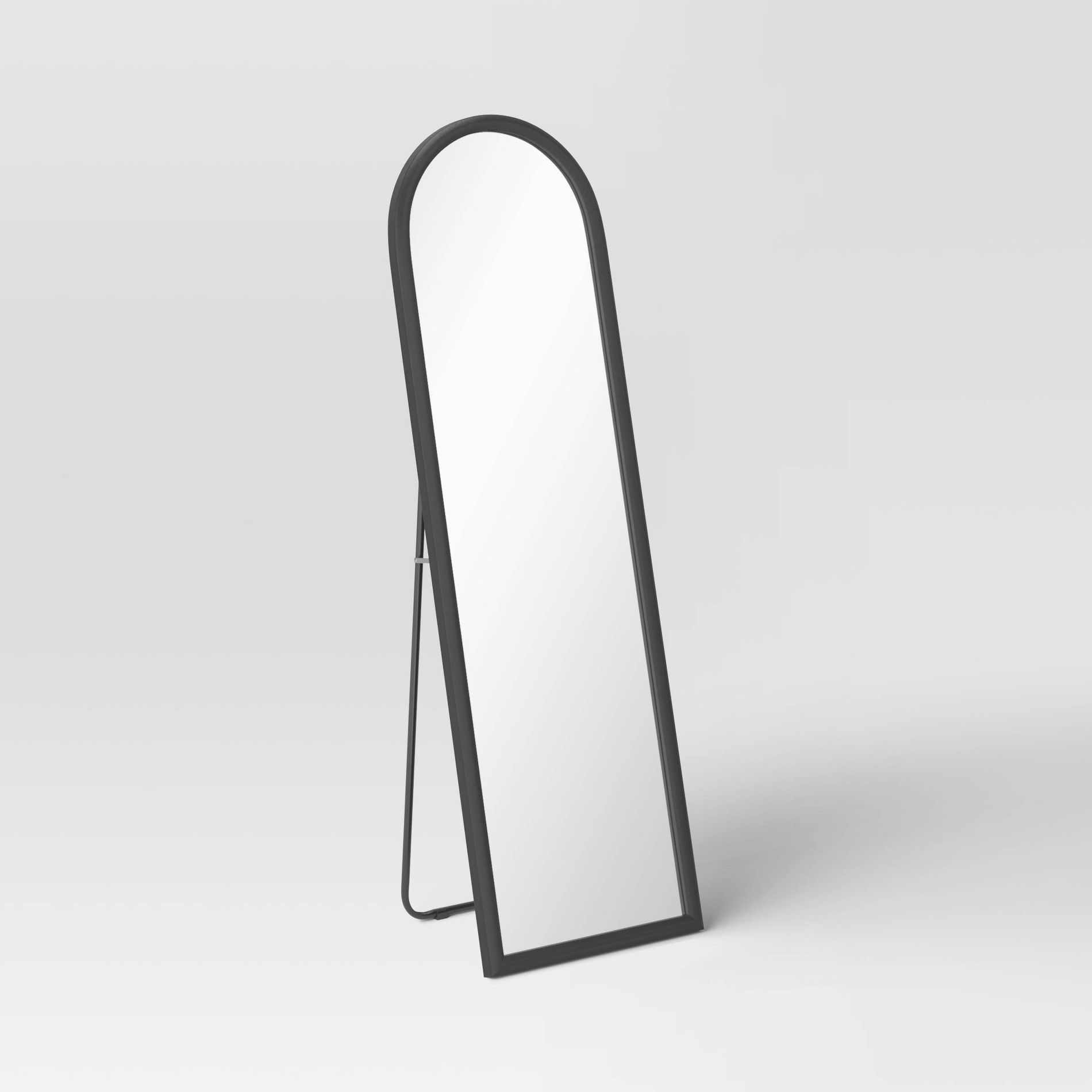 20"x65" Arch Floor Mirror Black - Threshold™: Easel Back, Modern Polystyrene Frame