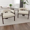 MAYEERTY Modern Soft Chenille Accent Chair - Open Back 3-Leg Barrel - Comfy Dining Set of 2 (Beige) - 3 of 4