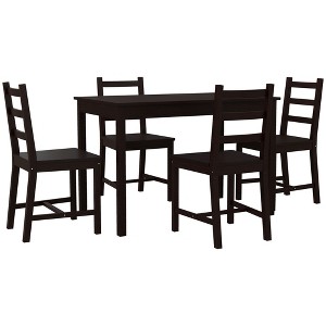 Aghana Digitals 5-Piece Solid Pine Wood Dining Set: Modern Compact Kitchen Table & 4 Slatted - 1 of 4