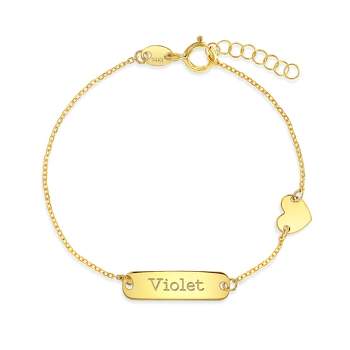 Girls' Heart Charm Engravable Tag ID Bracelet 14k Gold - In Season Jewelry