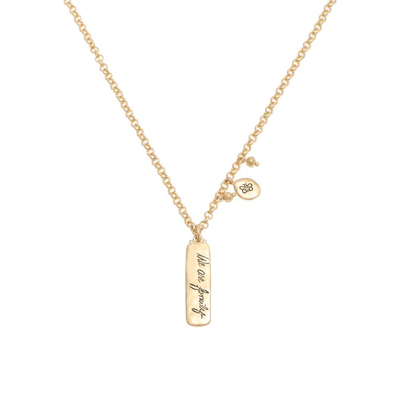 Bella Uno Bellissima Recycled Silver Plated We are Family Chain Necklace - Gold, 1 of 5