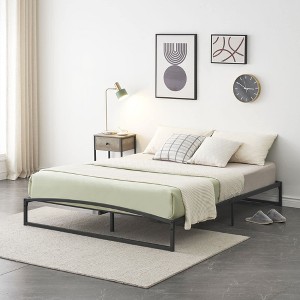 Homhougo 10 Inch Metal Platform Full Size Bed Frame Low Profile with Sturdy Steel Slats Support Black - 1 of 4