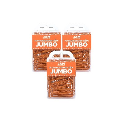 JAM Paper Jumbo Smooth Paper Clip Orange 3/Pack 42186871B